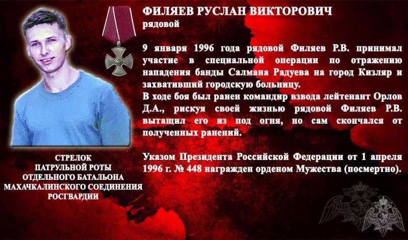 ИМЯ ГЕРОИЧЕСКИ ПОГИБШЕГО ВОЕННОСЛУЖАЩЕГО НАВЕЧНО ВНЕСЕНО В СПИСКИ ЛИЧНОГО СОСТАВА МАХАЧКАЛИНСКОГО СОЕДИНЕНИЯ РОСГВАРДИИ